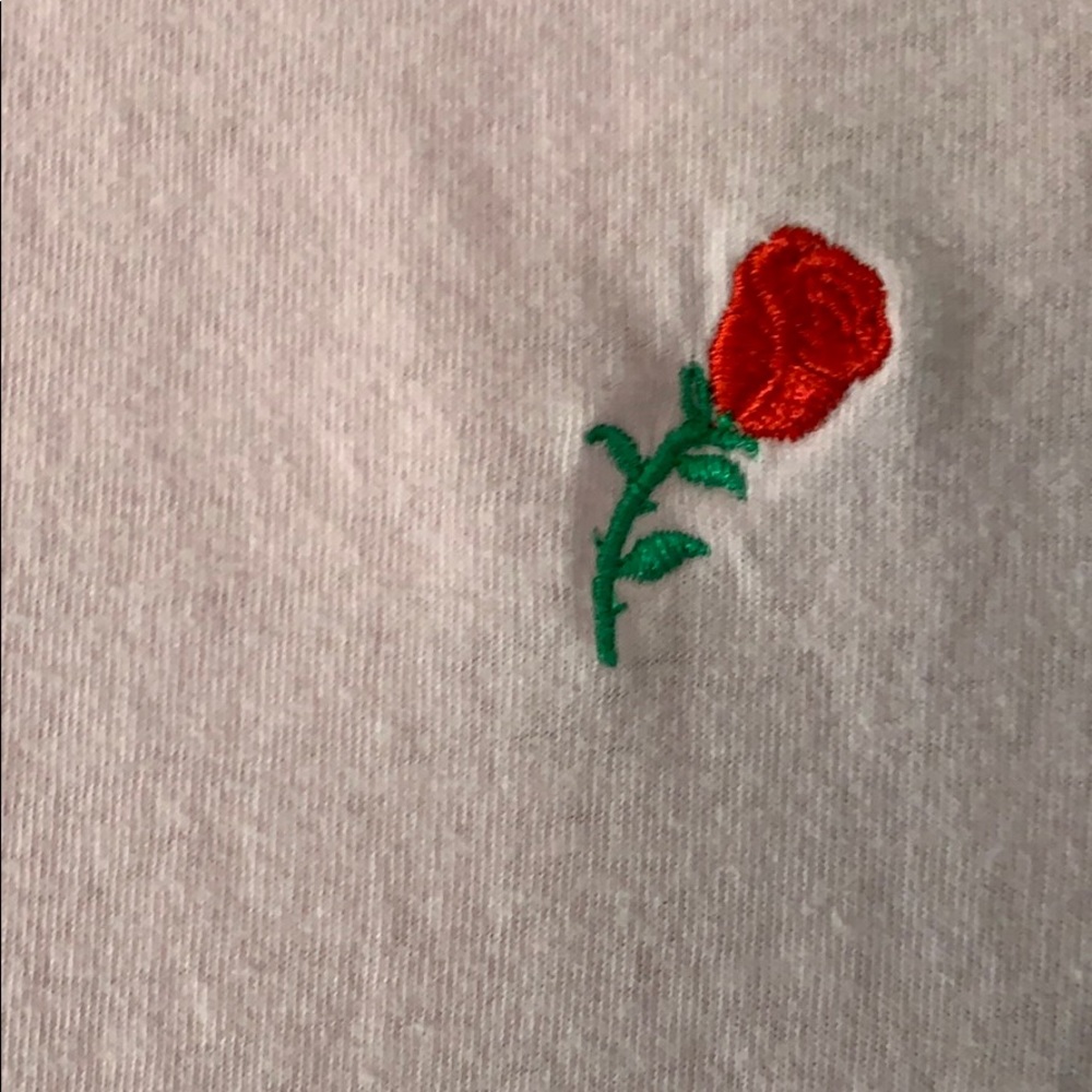 UO Pink Tee With Embroidered Rose - Picture 4 of 4